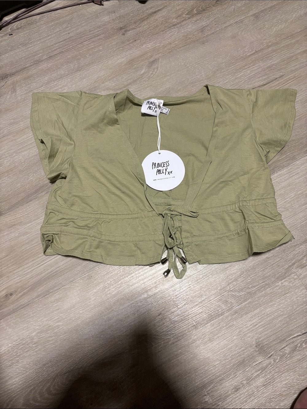 Princess Polly Sage‎ Tie-Front Crop Blouse